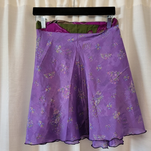 Boho Silk Floral Wrap Skirt - Picture 3 of 6